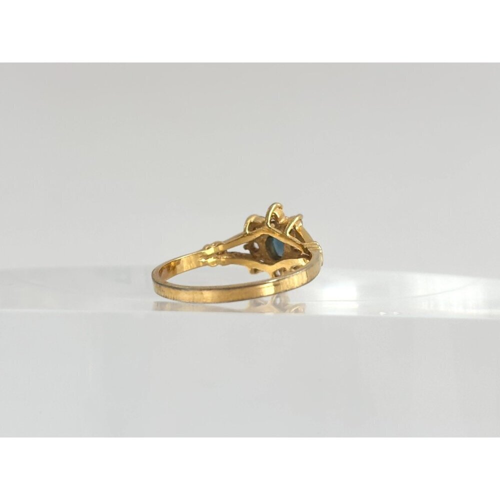 Blue Faux Sapphire Gemstone Gold Toned Costume Jewelry Vintage Ring - sz 11.25 - Picture 5 of 14